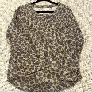 Peace & Pearls Leopard Print Sweater – Size Large